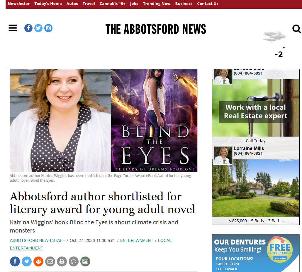 Abbotsford Author Shortlisted For Literary Award