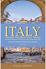 Image of welcoming Italian piazza partially hidden by blue strip with book title.