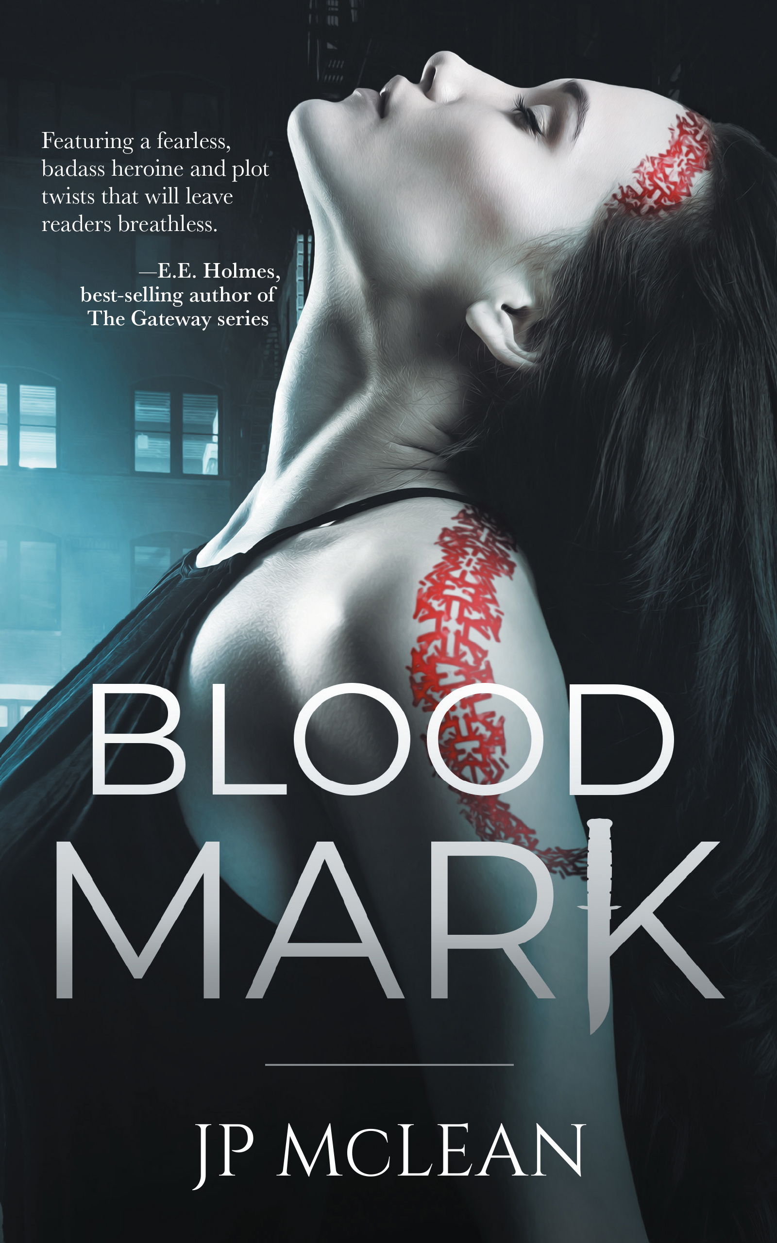 Book cover image of woman with a bloodred birthmark snaking around her face and body.