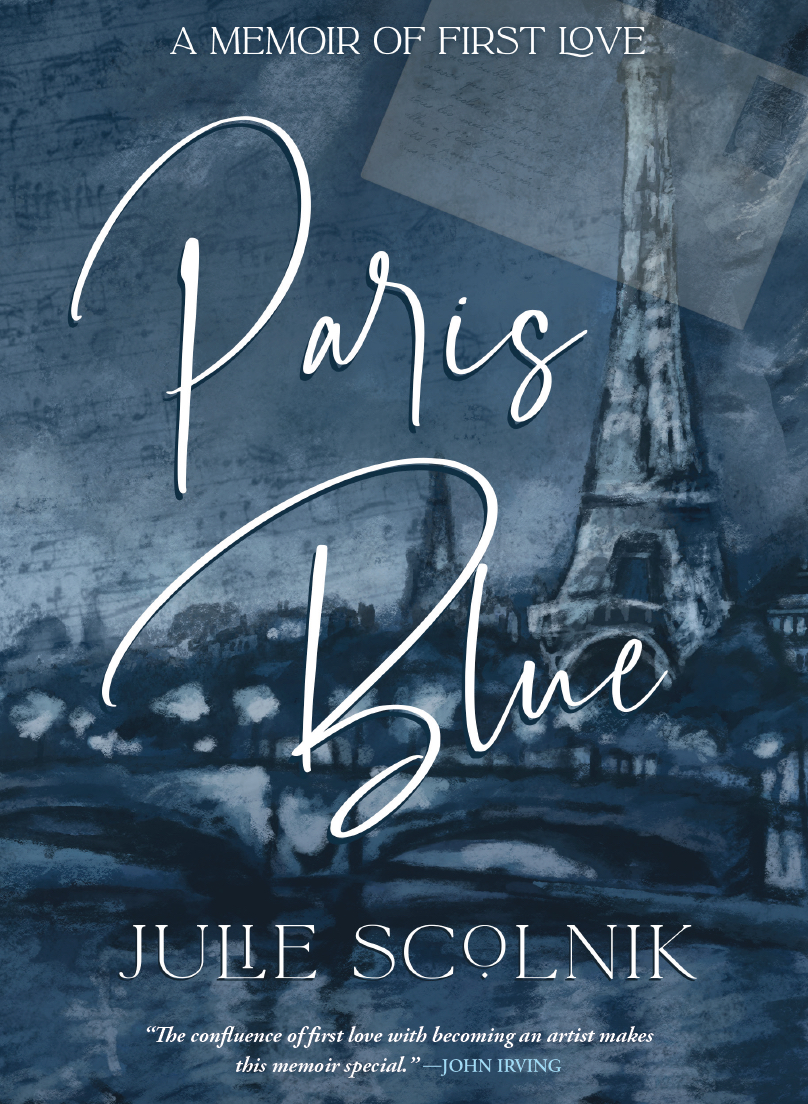 Watercolor painting of Paris, with tones of blue that connote emotion of isolation.