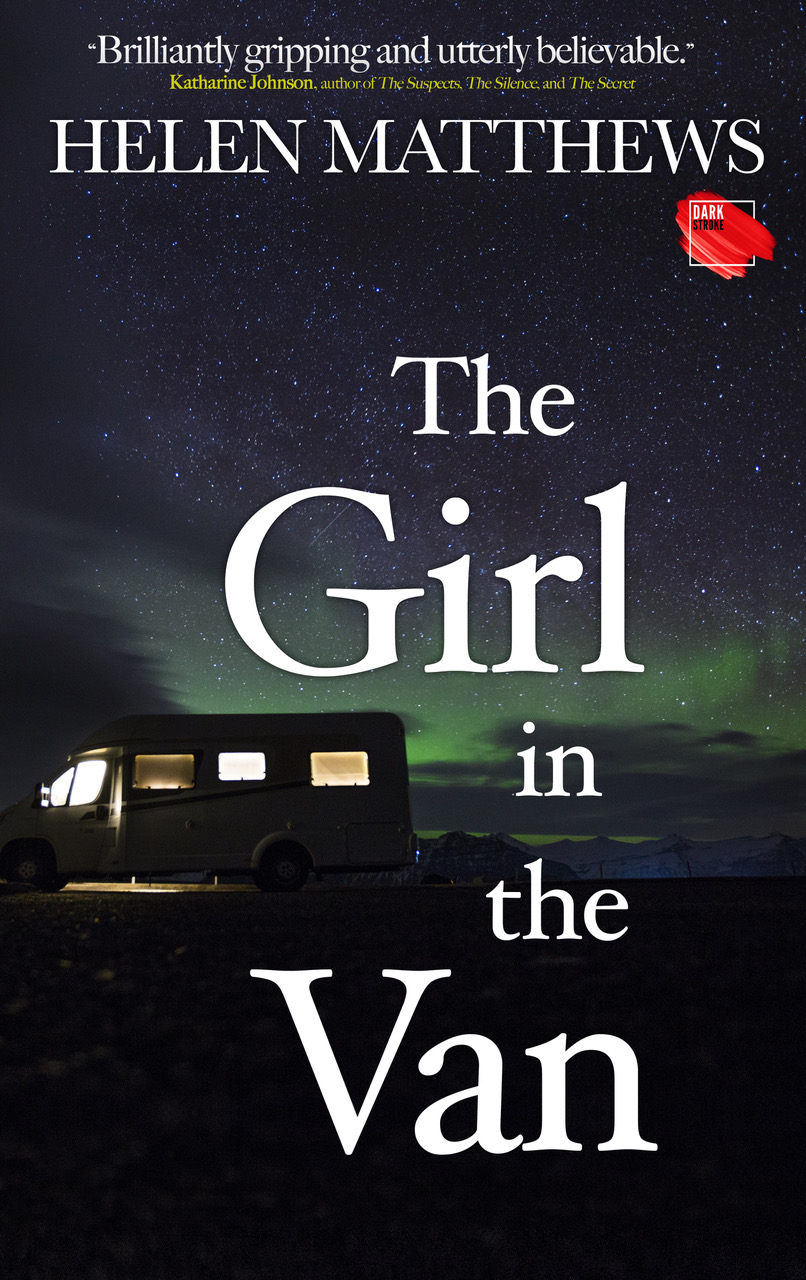 Cover shows a lone campervan with the lights on inside against a dark night and menacing night sky.
