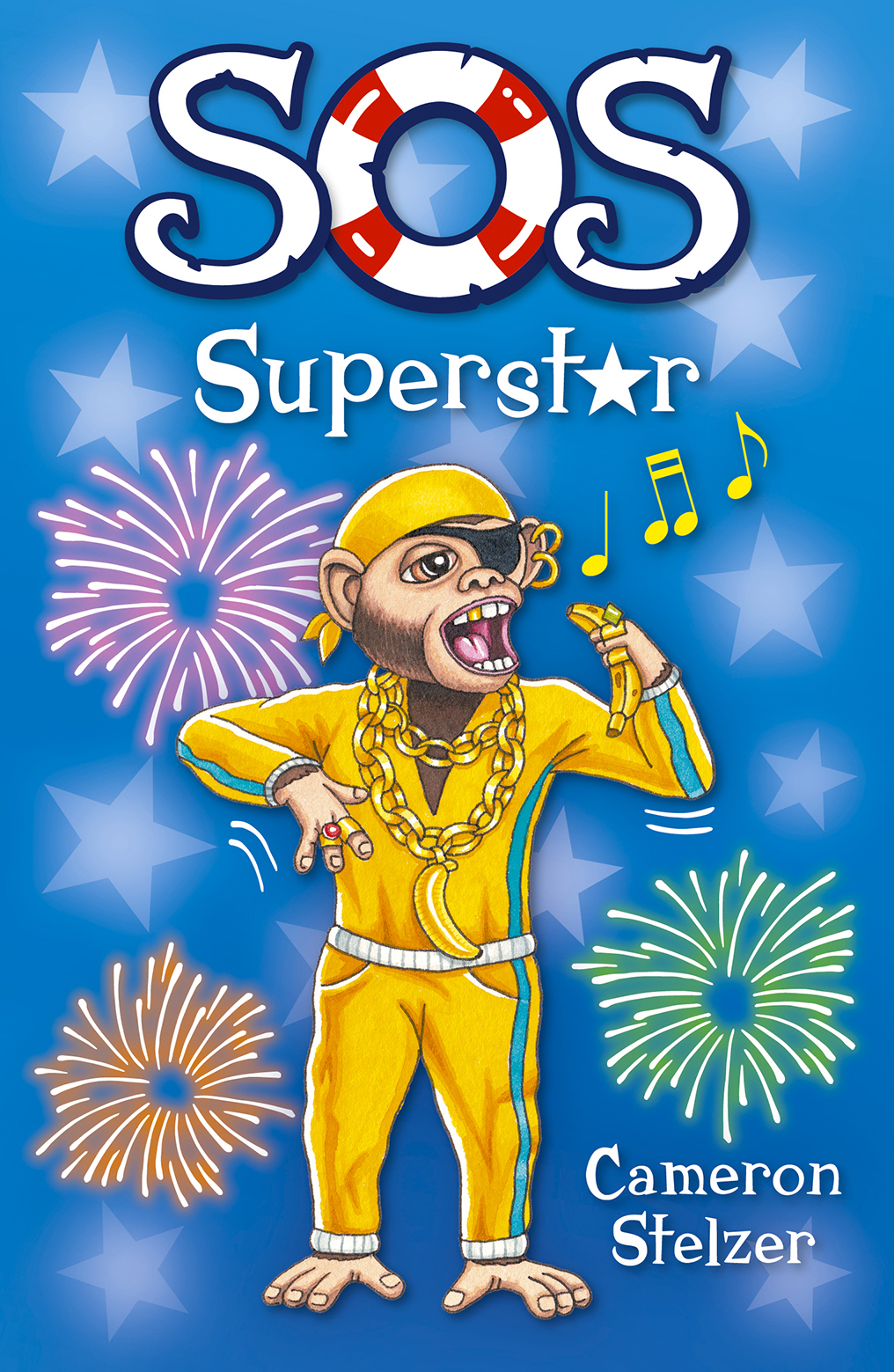 SOS Superstar cover featuring a chimpanzee singing with a banana
