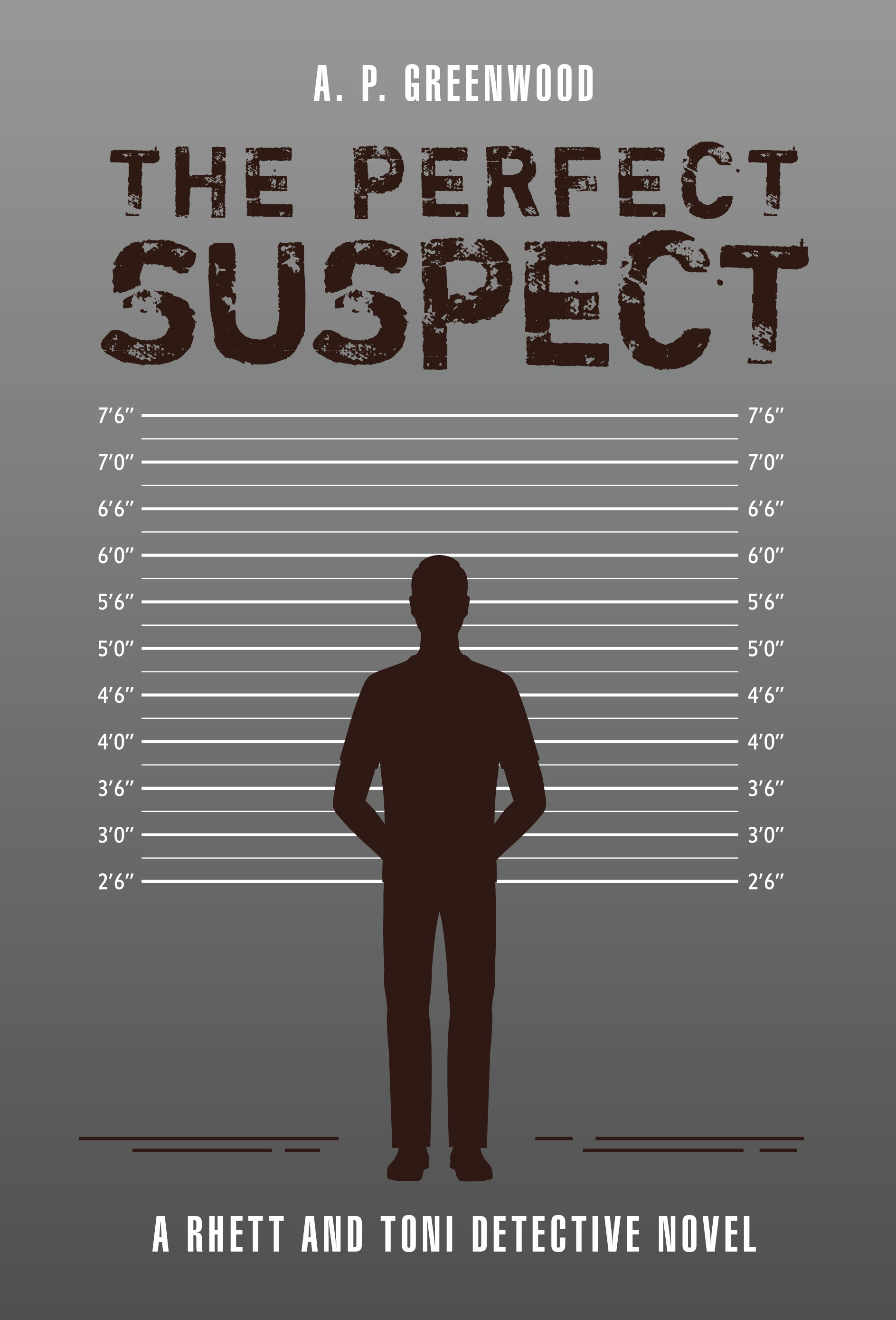 Silhouette of man in a police line-up.  Black and white.