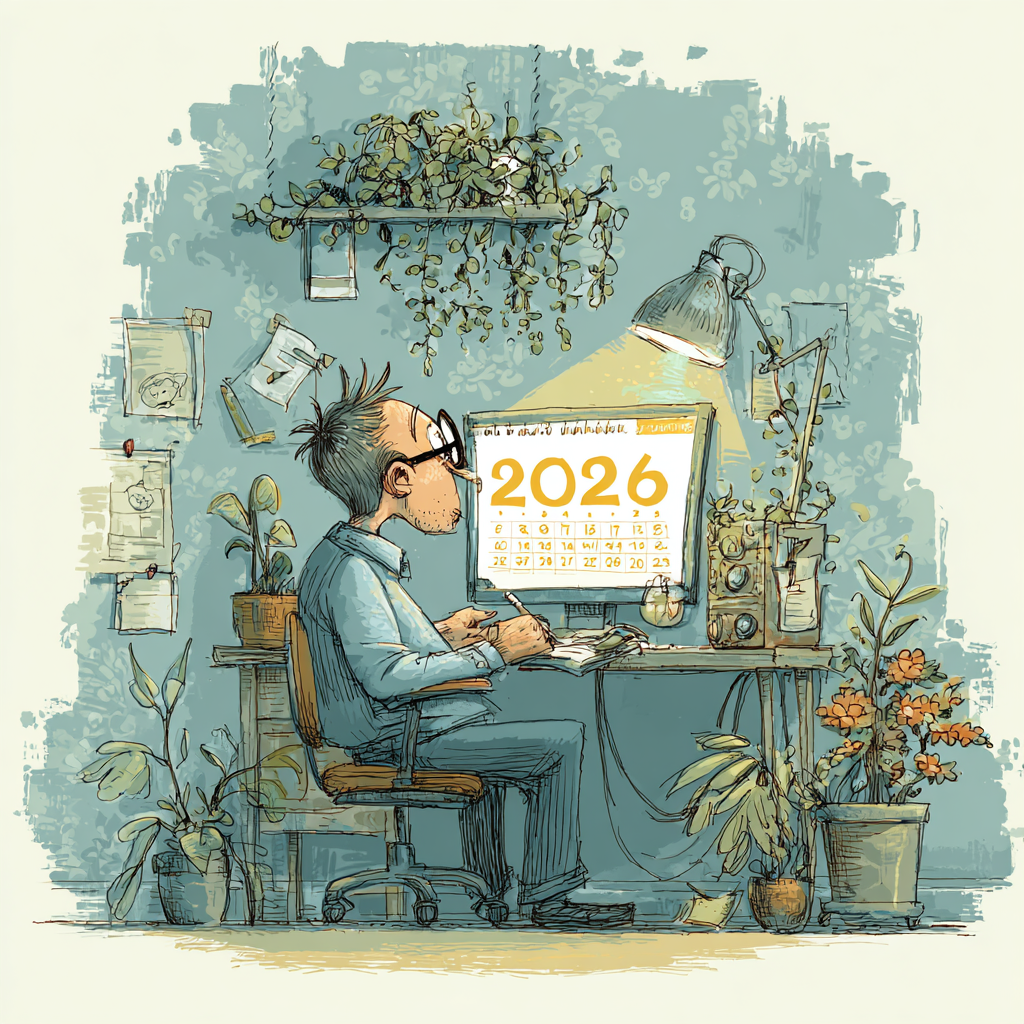 writer sitting at desk planning 2026 writing contest entries