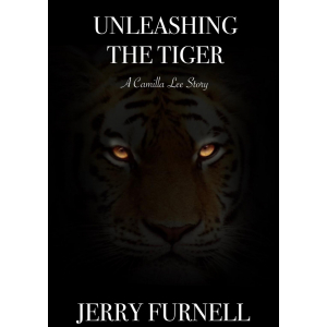 Tiger head with glowing eyes.