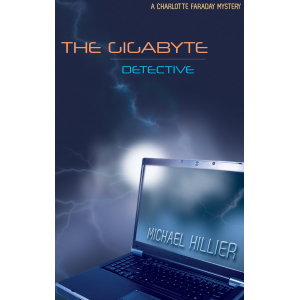 An open laptop computer with the author´s name at the bottom of the laptop screen and the title and seriesheading at the top of the cover.