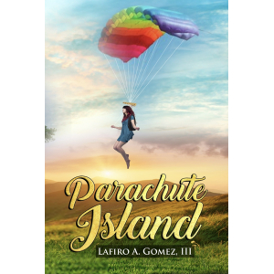 Meghan drifts down in a parachute to the Island