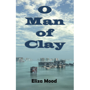 Ruined buildings of a drowned city rear out of the sea under a clouded sky.