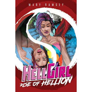 ying-yang symbol presenting two expressions of Hellion, the punk-rock female character