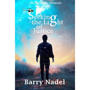 The cover displays a man seeking the light of justice. The helicopter plays a role at the end of the book.