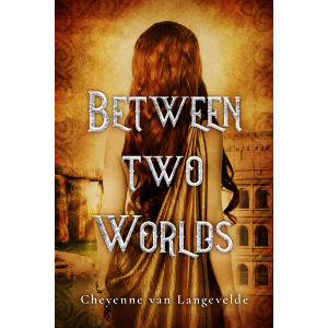 A girl in Roman dress, Stonehenge on one side and the Colosseum on the other. Over all of this is the story title text with author's name on the bottom. 