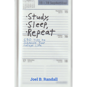 A page in a weekly planner with the text "Study, Sleep, Repeat: 130 Tips to Schedule Your College Life."