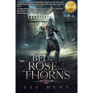 A knight in plate armor faces the closed door of a castle. The air shimmers around his outstretched hand.
