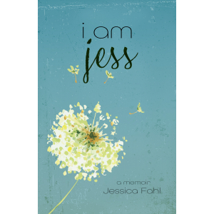 Teal background with an ivory puffed dandelion spreading it's seeds. The title, i am jess, is in lowercase black lettering at the top of the cover.