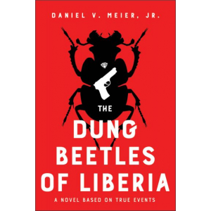 The cover is in bright red with a large black dung beetle in the center. On his back is a revolver and a diamond.