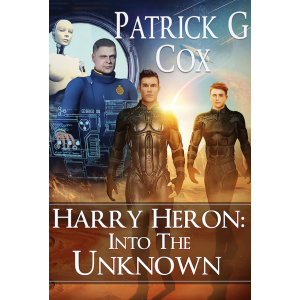 The cover is a composite showing Harry Heron, Ferghal O'Connor, the Captain of the Vanguard and his android secretary set against an alien landscape.