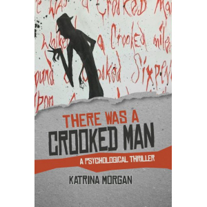 Thee is a shadowy black picture of a crooked man with a bowler hat in the forefront. Behind him, in read crooked letters is the limerick "There was a crooked man who walked a crooked mile..."h