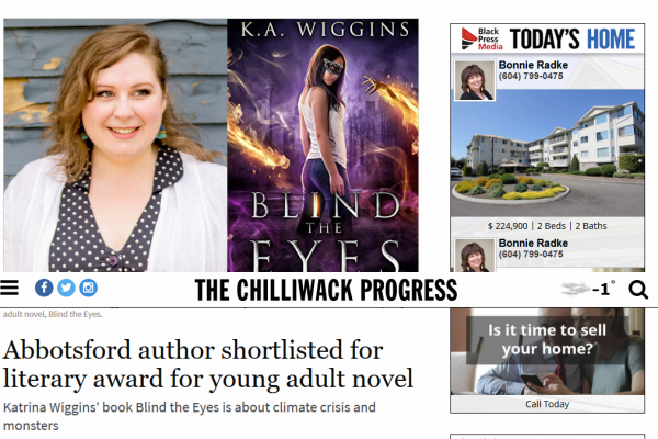 Katrina Wiggins’ Book Blind the Eyes Shortlisted In Awards